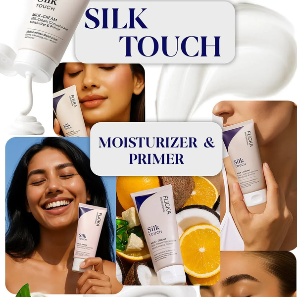 FLICKA Silk Touch & Blend & Shine Face Trio Deal | Hydrating Primer + SPF Foundation + Concealer